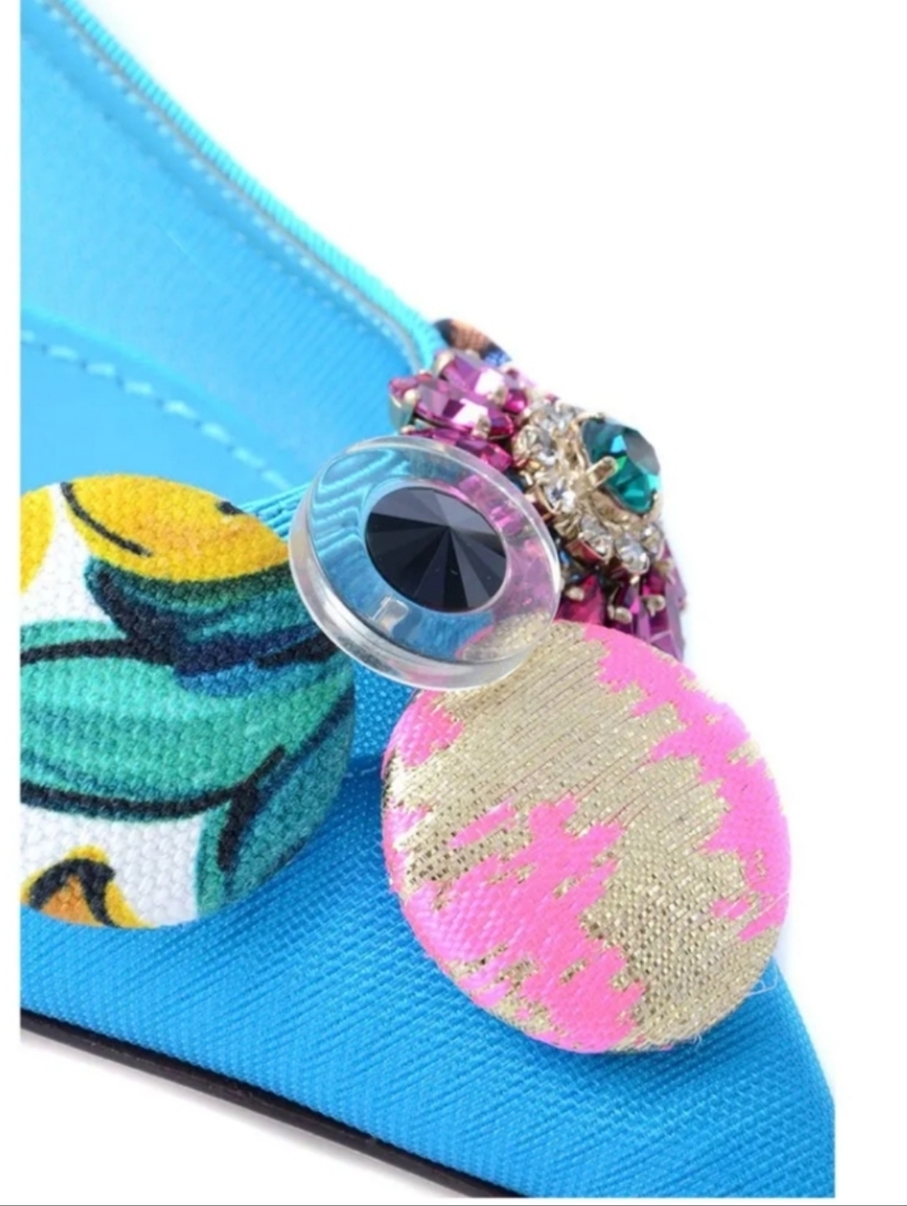 🔥Dolce Gabbana 30 Bejeweled Multicolor Buttons Embellished Slingback Pumps - Picture 5 of 14